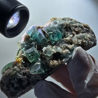 Grand cube de fluorite fantôme, spécimen de quartz, Okorusu vert, Namibie 87*44*35mm #12222 