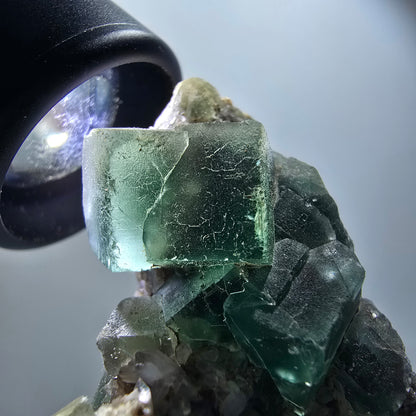 Grand cube de fluorite fantôme, spécimen de quartz, Okorusu vert, Namibie 87*44*35mm #12222 