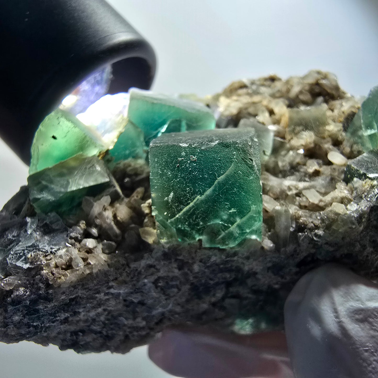 Grand cube de fluorite fantôme, spécimen de quartz, Okorusu vert, Namibie 87*44*35mm #12222 