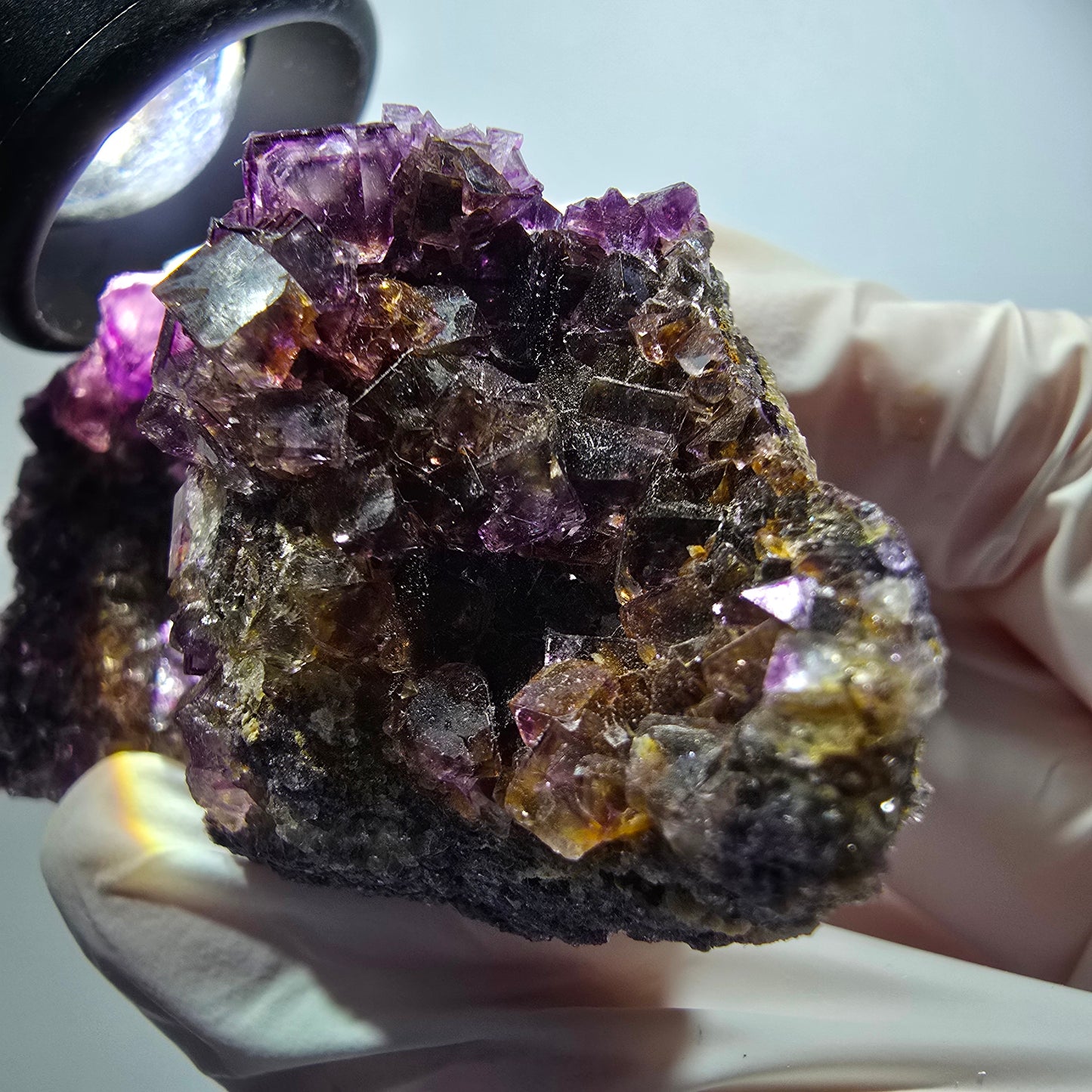 Phantom Fluorit Würfel Stufe, lila, doppelseitig Okorusu, Namibia 71*32*28mm #12224