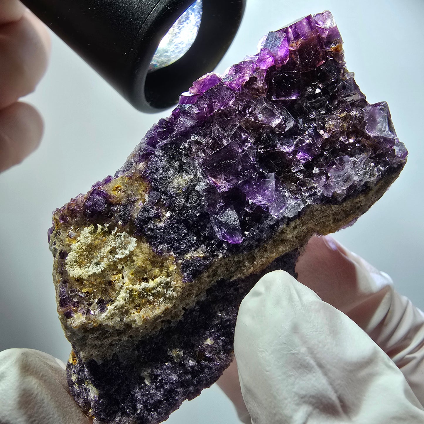 Phantom Fluorit Würfel Stufe, lila, doppelseitig Okorusu, Namibia 71*32*28mm #12224