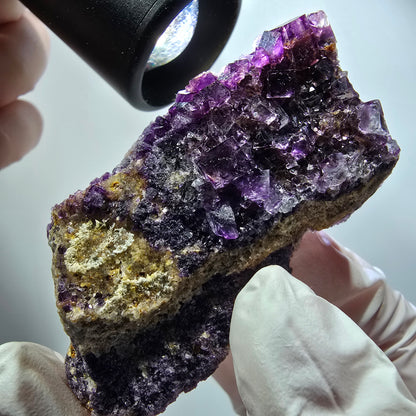 Phantom Fluorit Würfel Stufe, lila, doppelseitig Okorusu, Namibia 71*32*28mm #12224