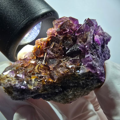 Phantom Fluorit Würfel Stufe, lila, doppelseitig Okorusu, Namibia 71*32*28mm #12224