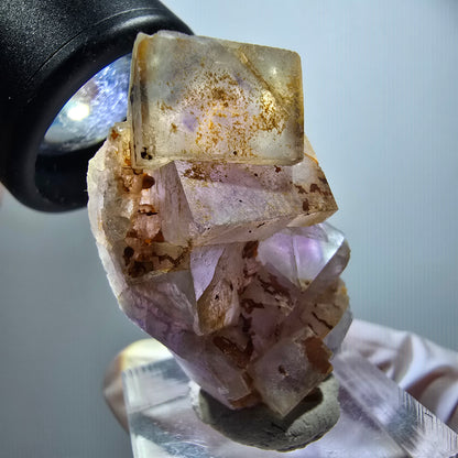 Rare phantom fluorite cube specimen, yellow-purple, Omehane, Namibia, 40*27*13mm #12231 
