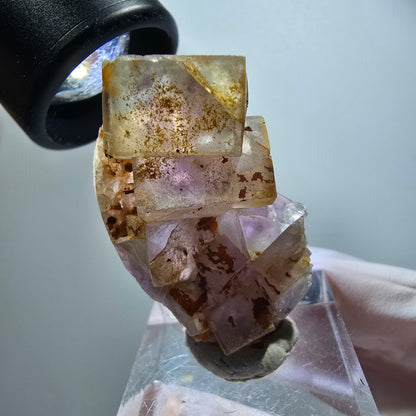 Rare phantom fluorite cube specimen, yellow-purple, Omehane, Namibia, 40*27*13mm #12231 