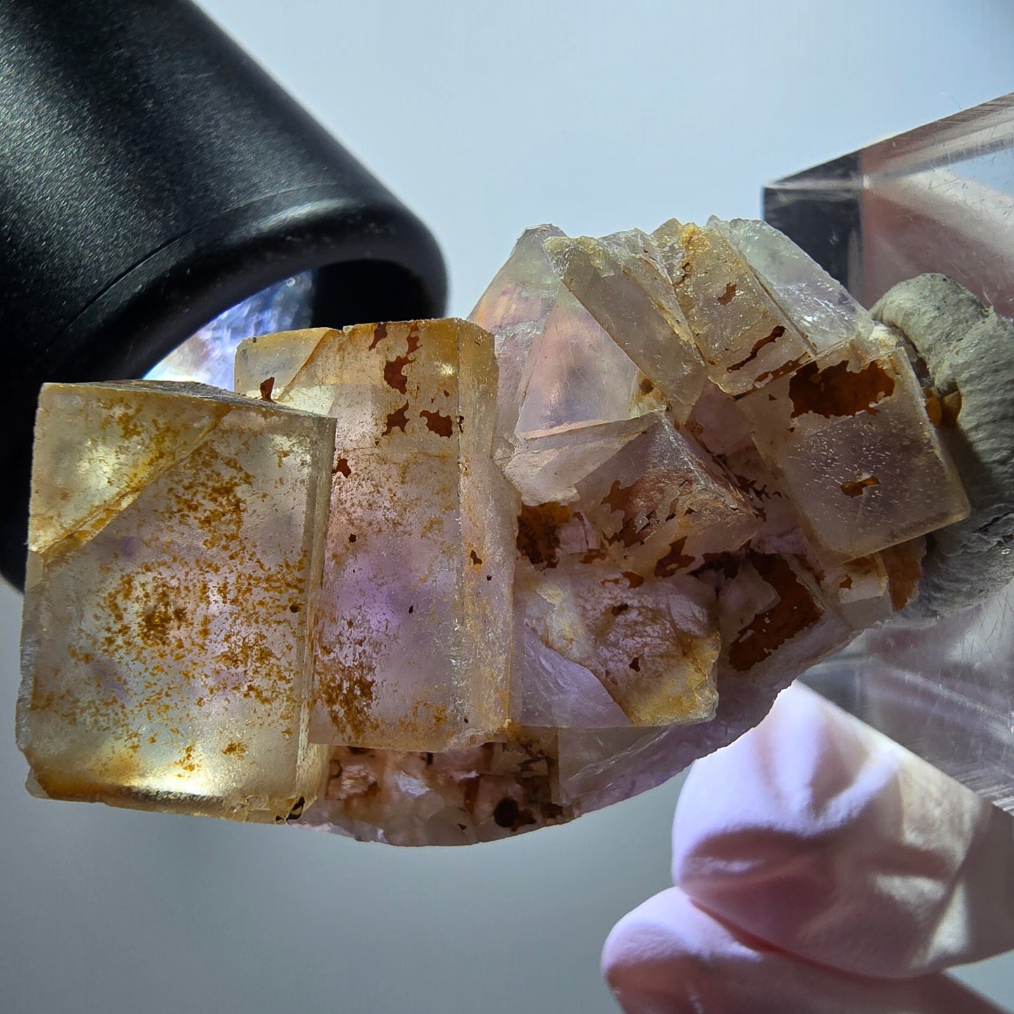 Rare phantom fluorite cube specimen, yellow-purple, Omehane, Namibia, 40*27*13mm #12231 