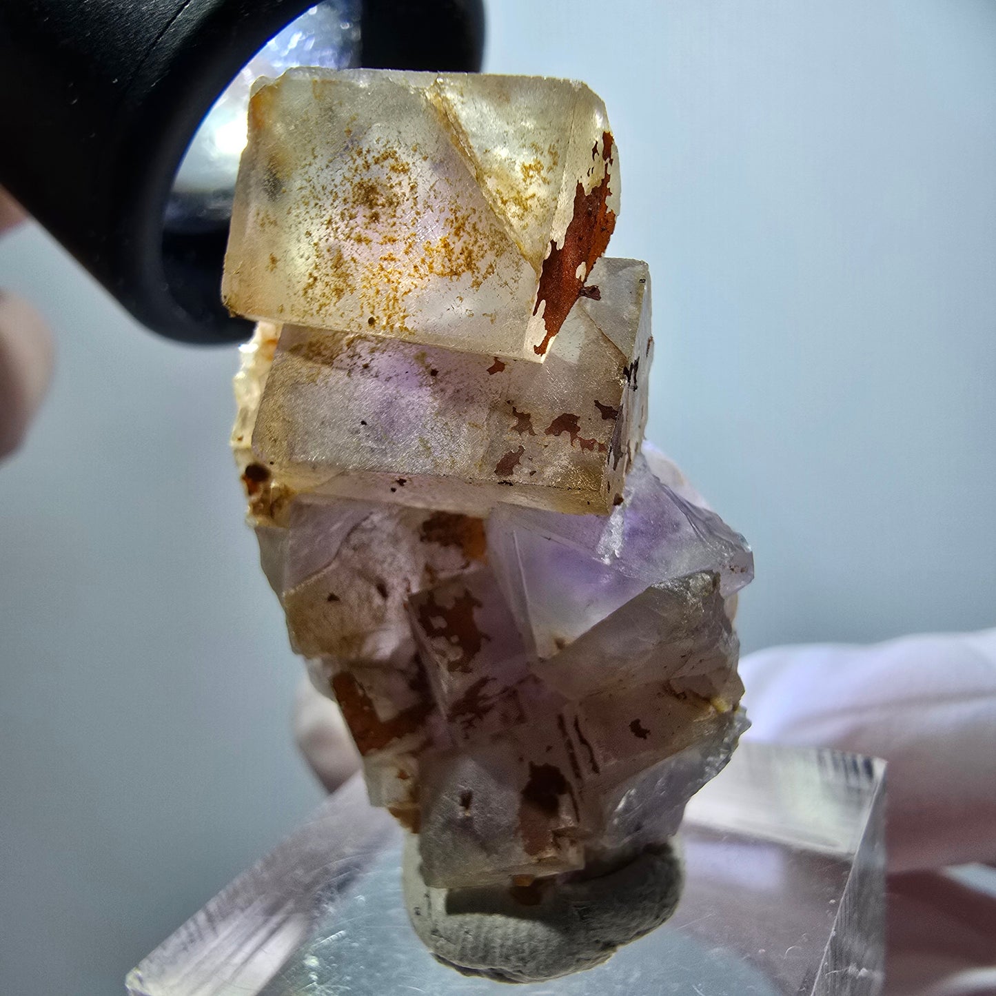 Rare phantom fluorite cube specimen, yellow-purple, Omehane, Namibia, 40*27*13mm #12231 