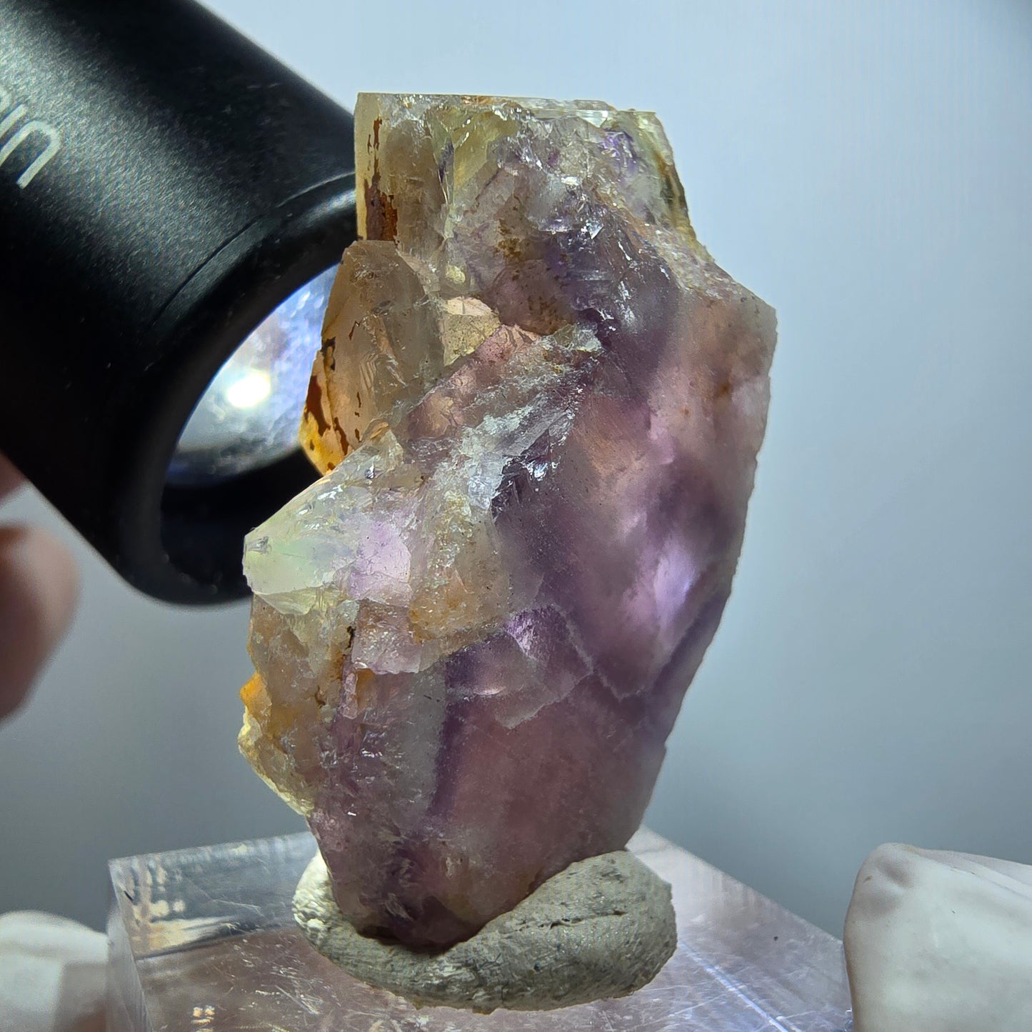 Rare phantom fluorite cube specimen, yellow-purple, Omehane, Namibia, 40*27*13mm #12231 
