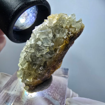 Spécimen cubique de fluorite fantôme transparente, verte et blanche, Okorusu, Namibie, 40*19*16 mm #12238 
