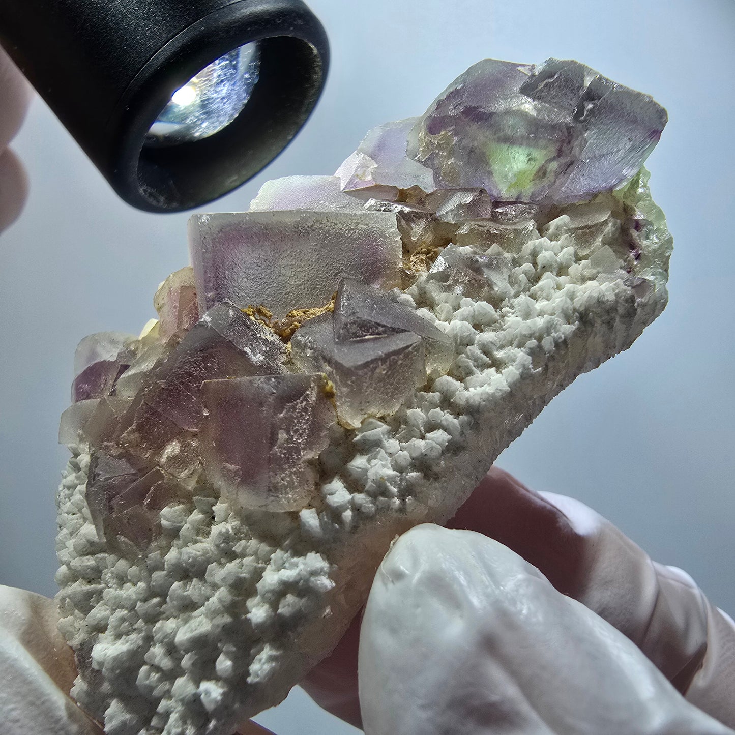 Cube de fluorite fantôme, spécimen de quartz, omehane vert-violet, Namibie 65*40*21 mm #12249 