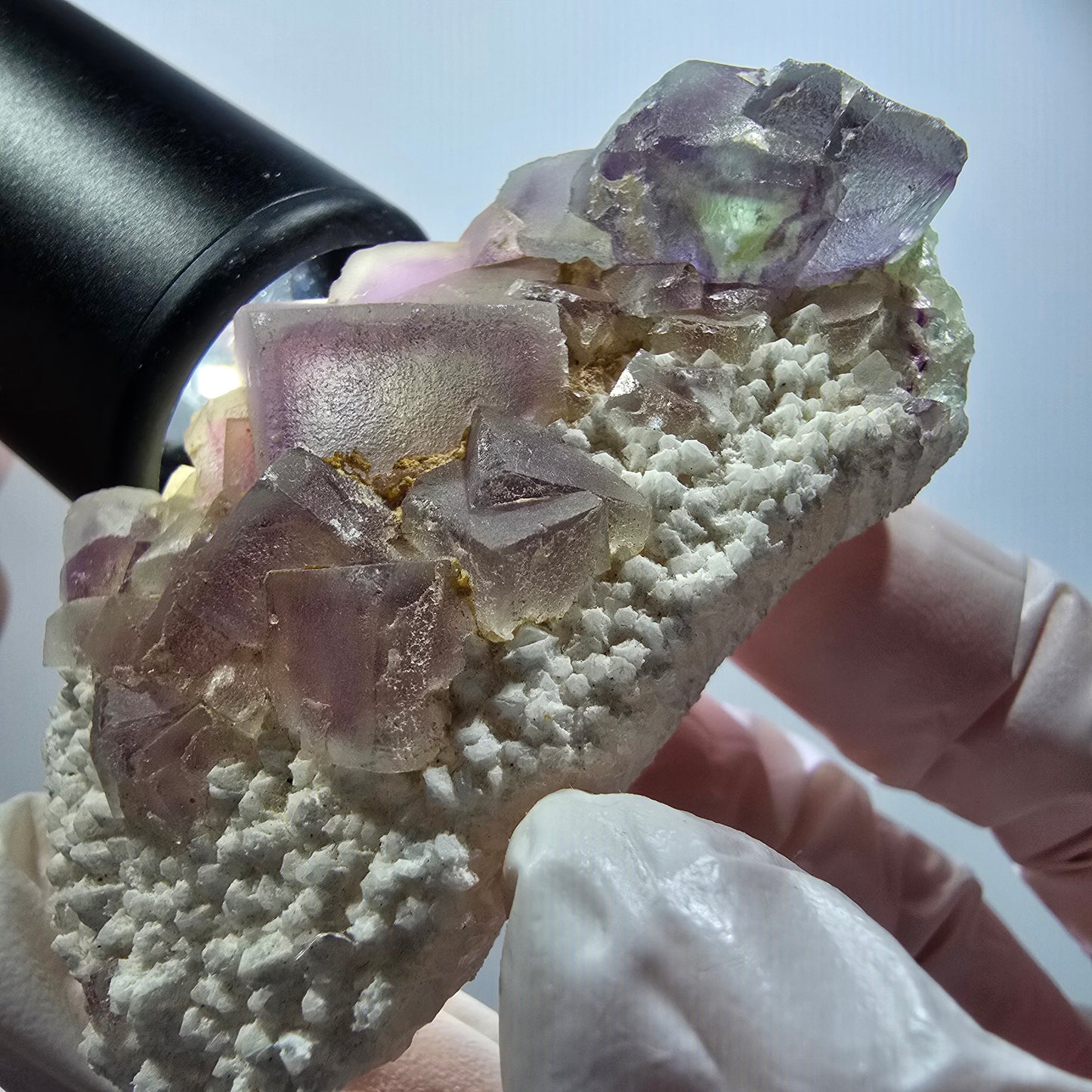 Cube de fluorite fantôme, spécimen de quartz, omehane vert-violet, Namibie 65*40*21 mm #12249 