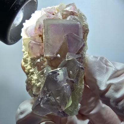 Cube de fluorite fantôme, spécimen de quartz, omehane vert-violet, Namibie 65*40*21 mm #12249 