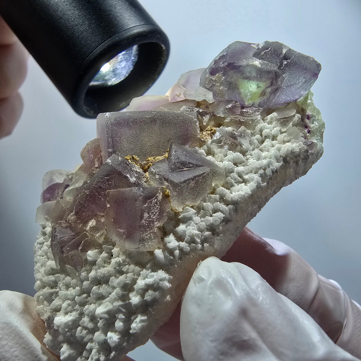 Cube de fluorite fantôme, spécimen de quartz, omehane vert-violet, Namibie 65*40*21 mm #12249 