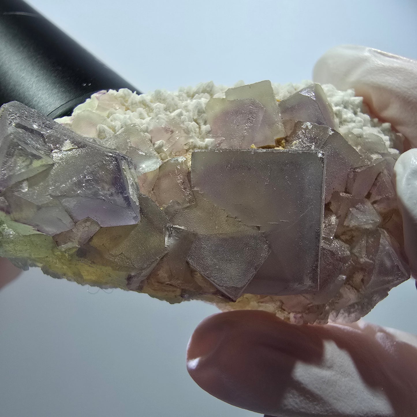 Cube de fluorite fantôme, spécimen de quartz, omehane vert-violet, Namibie 65*40*21 mm #12249 