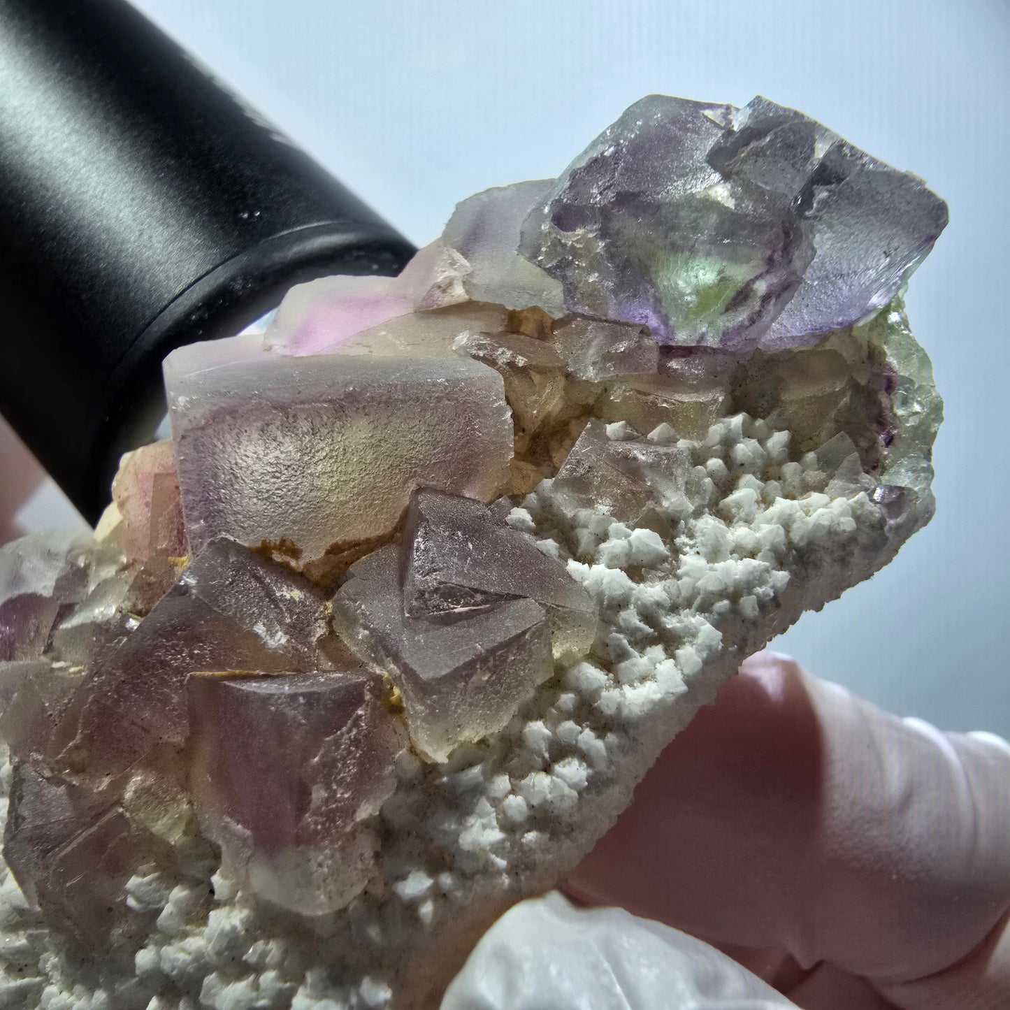 Cube de fluorite fantôme, spécimen de quartz, omehane vert-violet, Namibie 65*40*21 mm #12249 