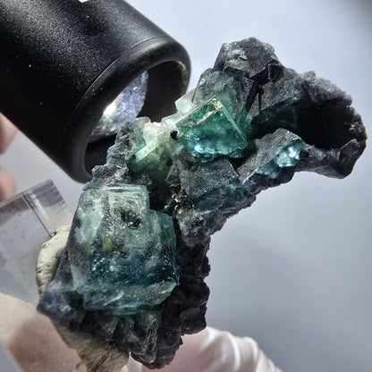 Rare phantom fluorite cube specimen, green purple blue Erongo, Namibia 45*29*20mm #12255 