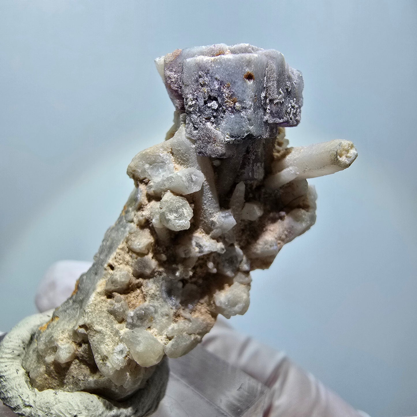 Rare cube de fluorite, spécimen de quartz, Brandberg, Namibie, 44*26*20 mm, n° 12258 