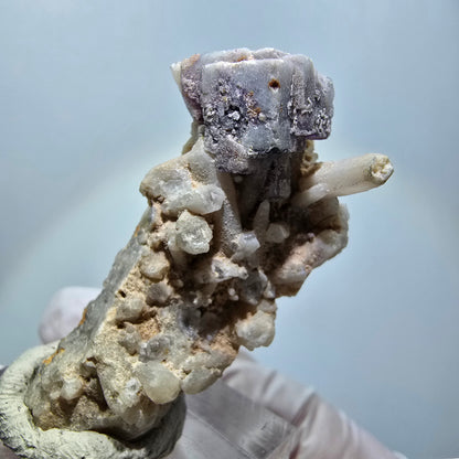 Rare cube de fluorite, spécimen de quartz, Brandberg, Namibie, 44*26*20 mm, n° 12258 