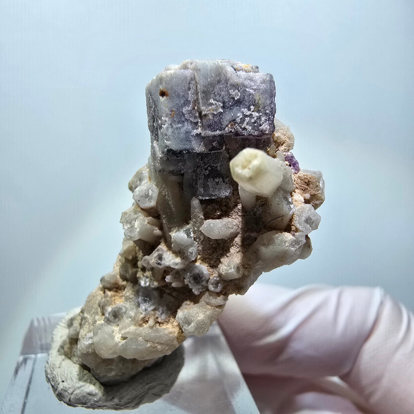 Rare cube de fluorite, spécimen de quartz, Brandberg, Namibie, 44*26*20 mm, n° 12258 