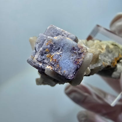Rare cube de fluorite, spécimen de quartz, Brandberg, Namibie, 44*26*20 mm, n° 12258 