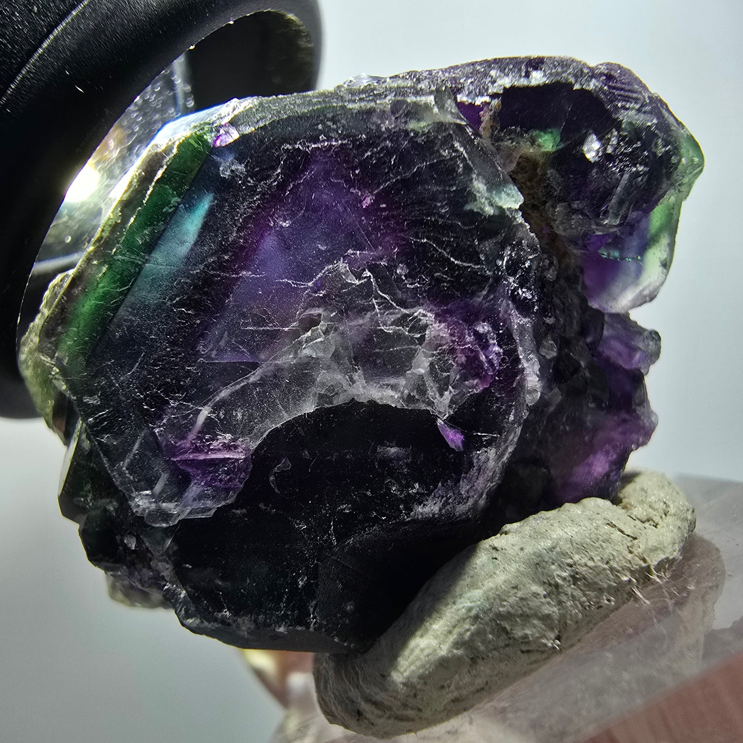 Cube de fluorite fantôme, spécimen hexagonal, vert violet bleu Okorusu, Namibie 39*35*22mm #12259 