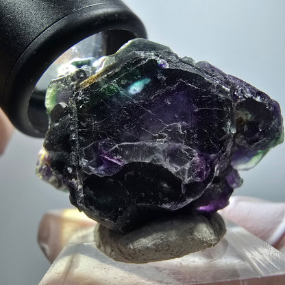 Cube de fluorite fantôme, spécimen hexagonal, vert violet bleu Okorusu, Namibie 39*35*22mm #12259 