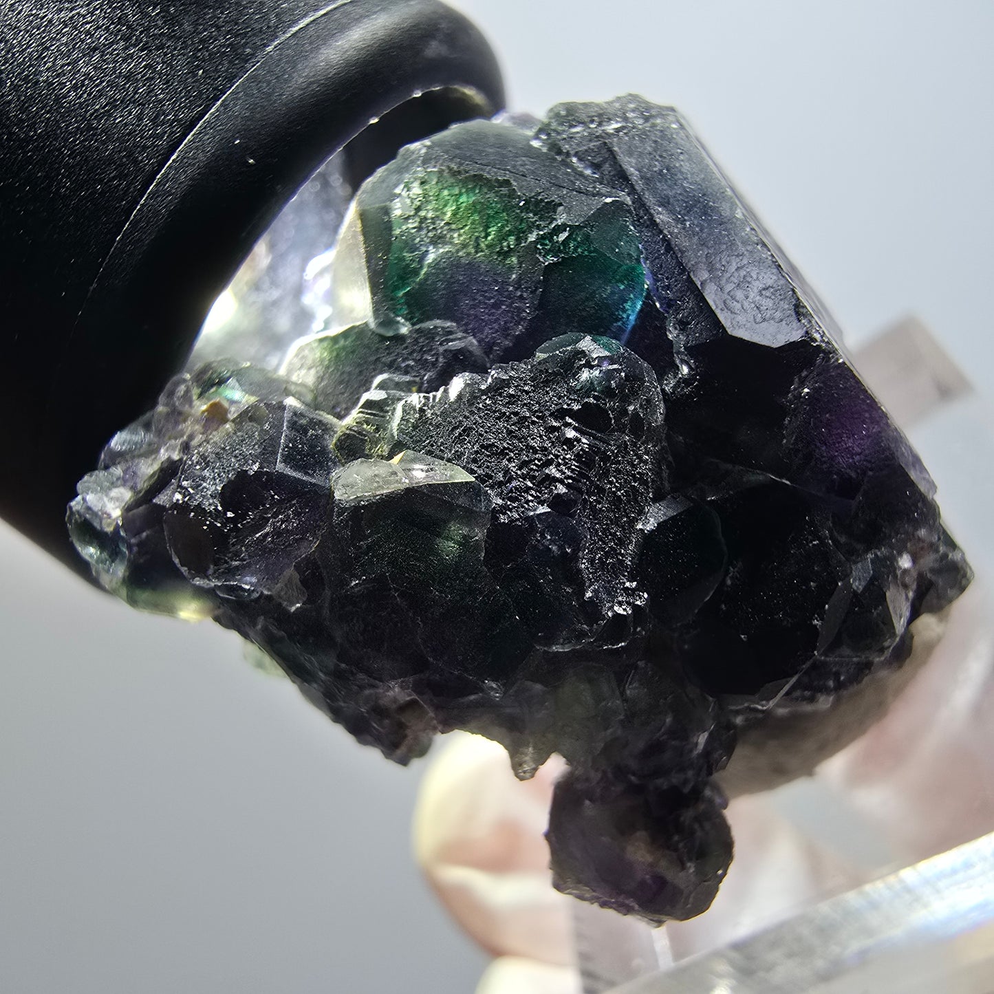 Cube de fluorite fantôme, spécimen hexagonal, vert violet bleu Okorusu, Namibie 39*35*22mm #12259 