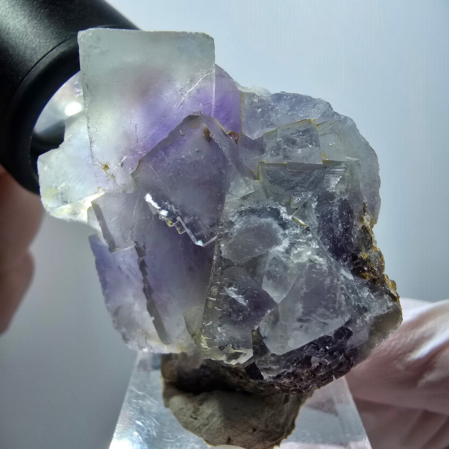 Rare spécimen de cube de fluorite fantôme, violet-blanc, Okorusu, Namibie, 43*40*23mm #12260 