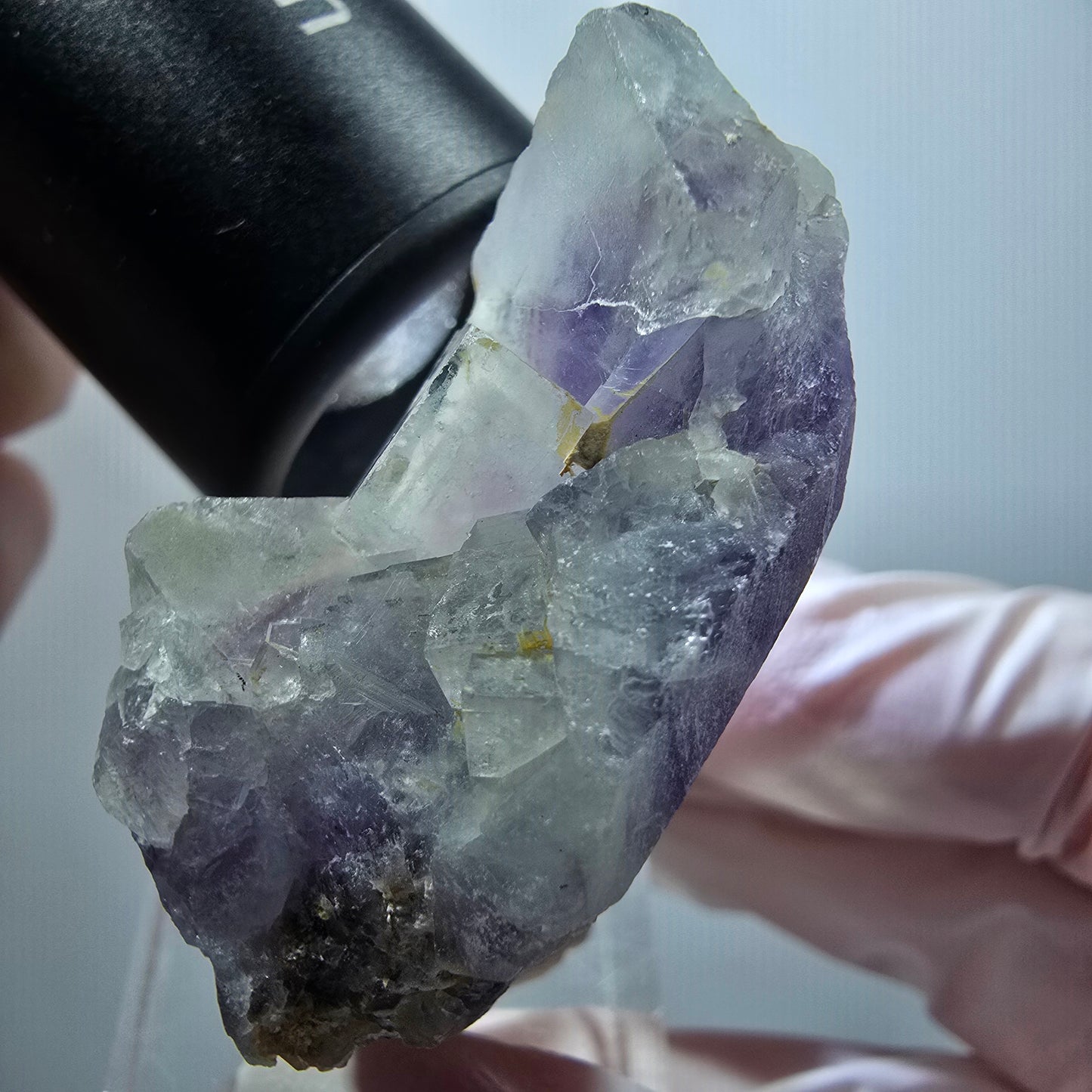 Rare spécimen de cube de fluorite fantôme, violet-blanc, Okorusu, Namibie, 43*40*23mm #12260 