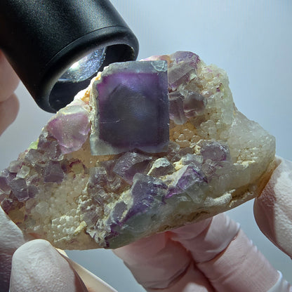Phantom Fluorite Cube, Quartz Specimen, Green Purple Omehane, Namibia 60*40*21mm #12262 