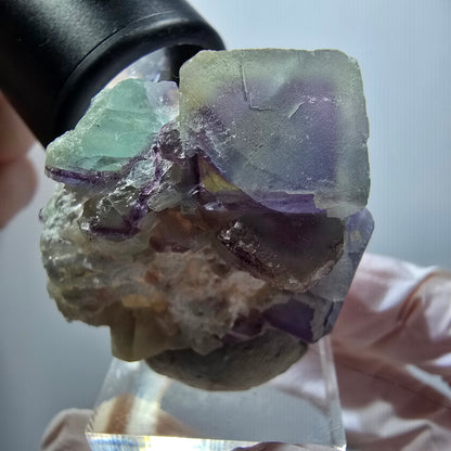 Phantom Fluorite Cube, Quartz Specimen, Green Purple Omehane, Namibia 44*37*22mm #12264 