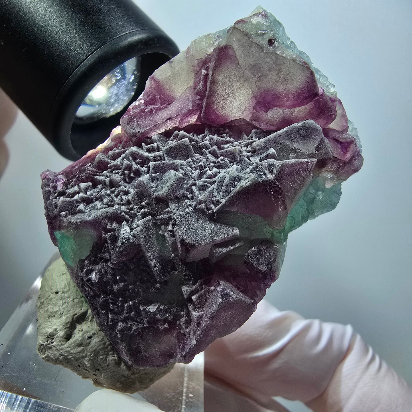 Rare spécimen cubique de fluorite fantôme, violet-vert, Omehane, Namibie, 47*31*25 mm #12266 