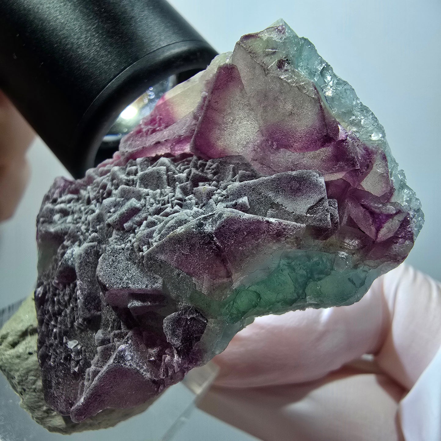 Rare spécimen cubique de fluorite fantôme, violet-vert, Omehane, Namibie, 47*31*25 mm #12266 
