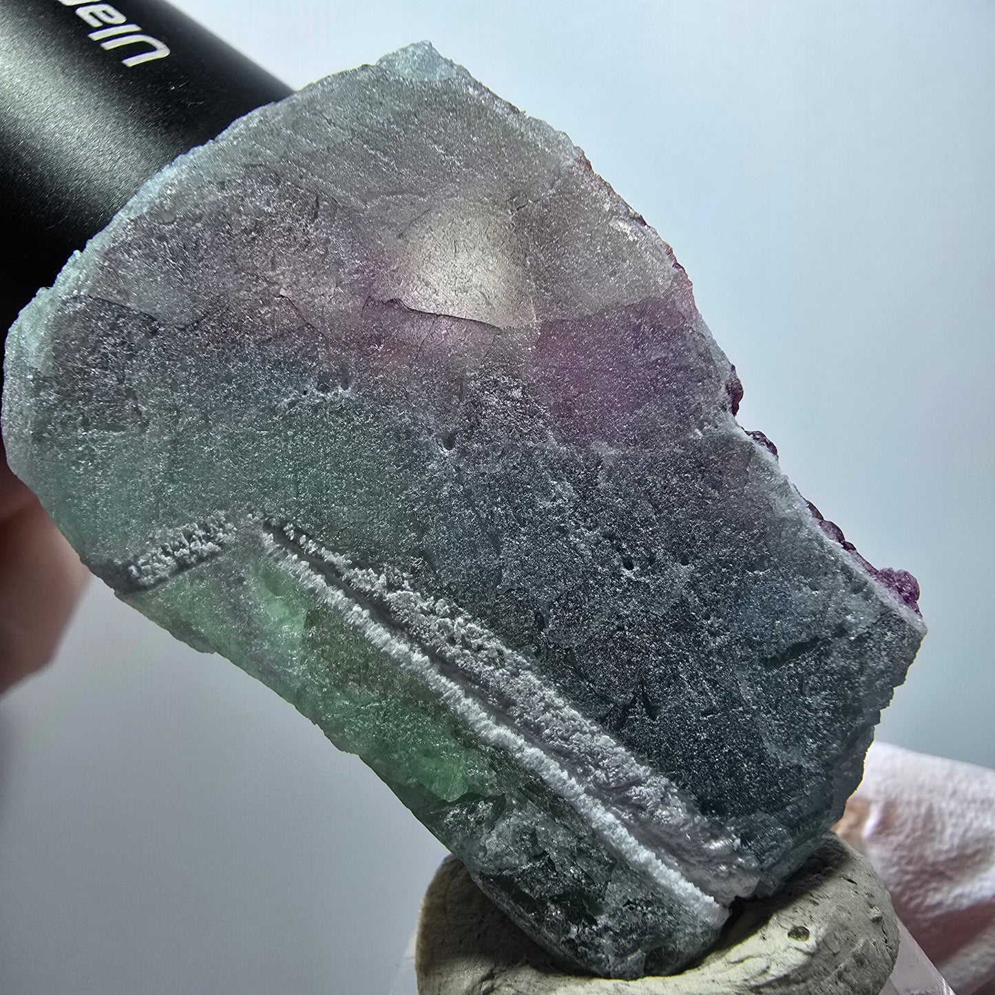 Rare spécimen cubique de fluorite fantôme, violet-vert, Omehane, Namibie, 47*31*25 mm #12266 