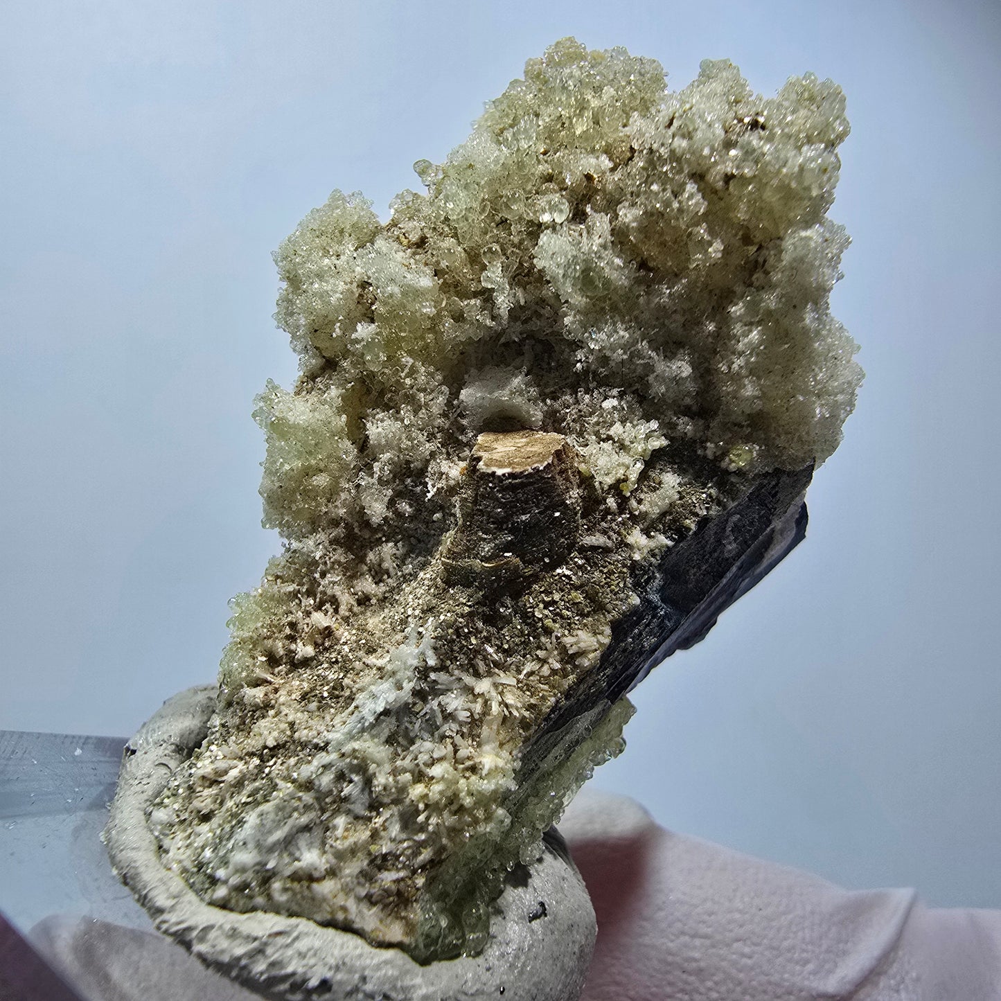 Hyalite opal, Schörl tourmaline, muscovite, orthoclase Erongo, Namibia 46*32*21mm #12268 