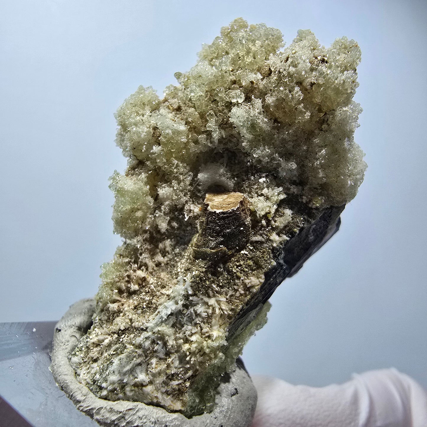 Hyalite opal, Schörl tourmaline, muscovite, orthoclase Erongo, Namibia 46*32*21mm #12268 