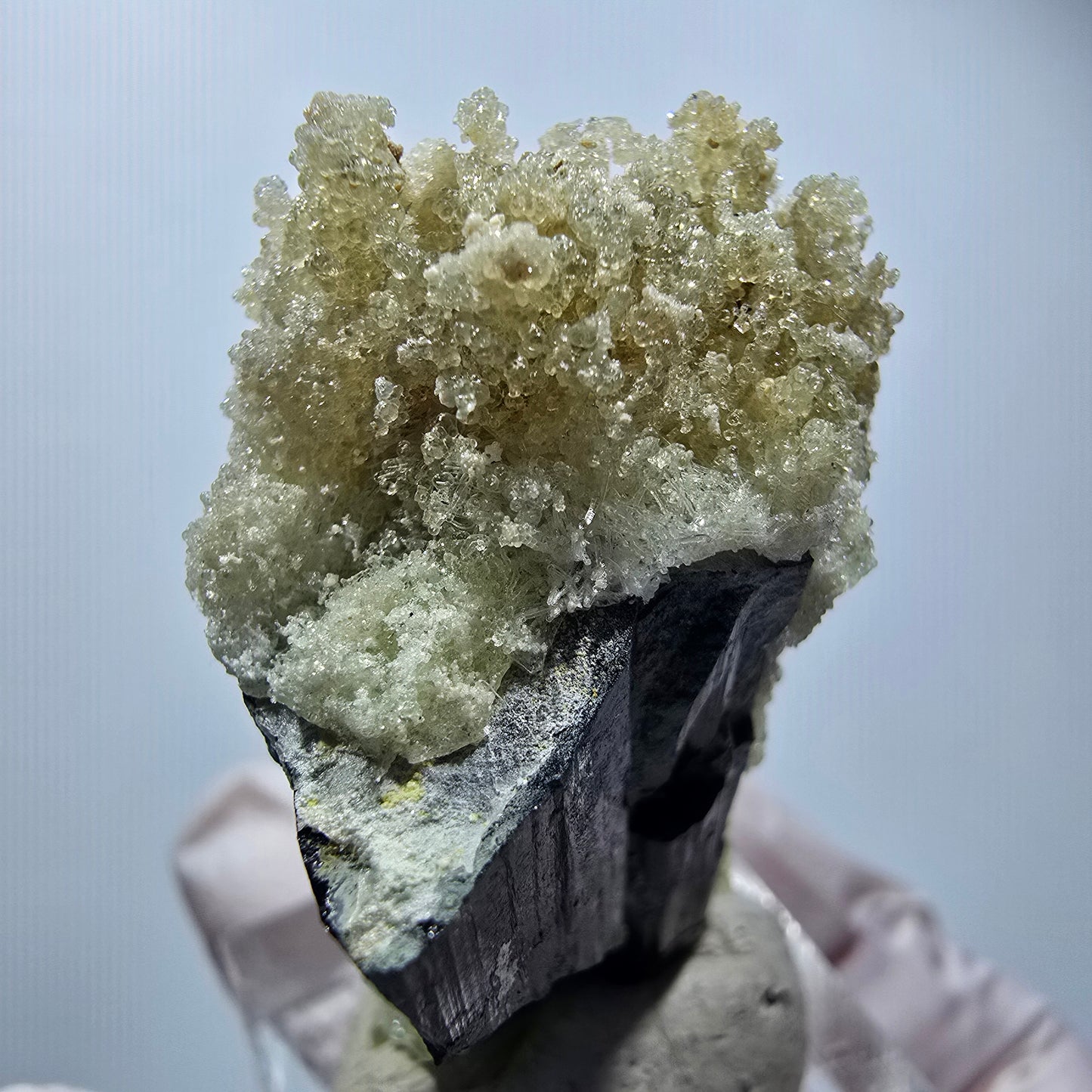 Hyalite opal, Schörl tourmaline, muscovite, orthoclase Erongo, Namibia 46*32*21mm #12268 