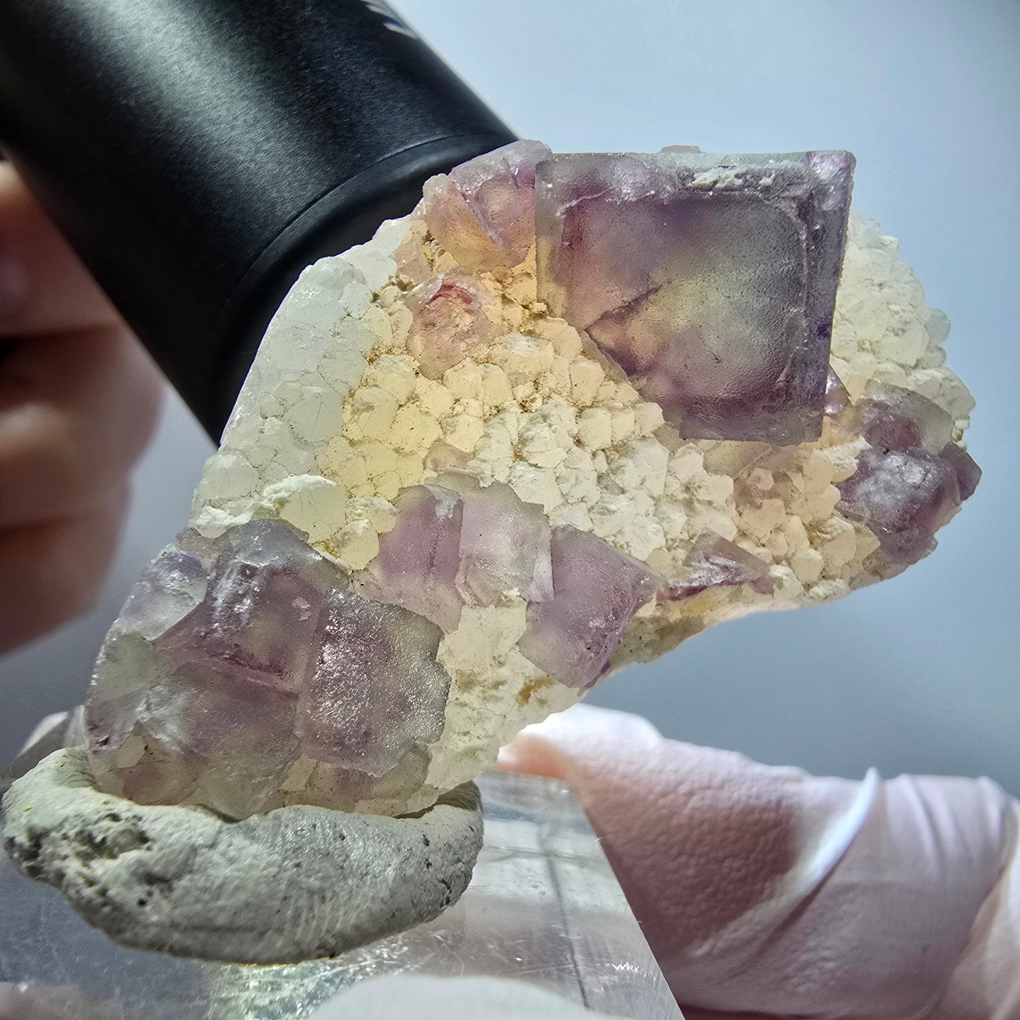 Cube de fluorite fantôme, spécimen de quartz, omehane vert-violet, Namibie 47*26*19 mm #12270 