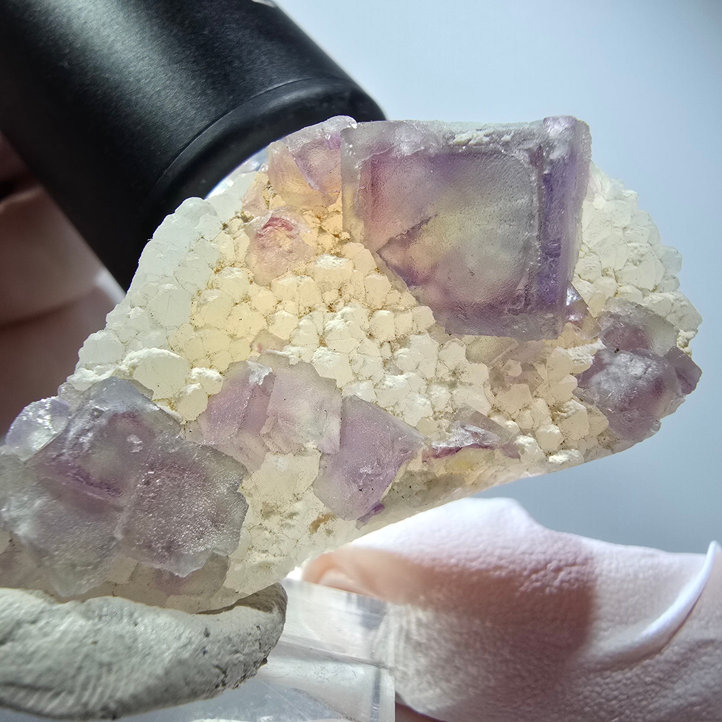 Cube de fluorite fantôme, spécimen de quartz, omehane vert-violet, Namibie 47*26*19 mm #12270 