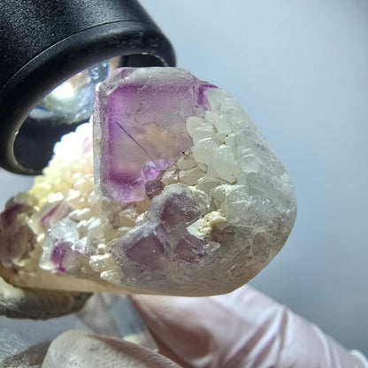 Cube de fluorite fantôme, spécimen de quartz, omehane vert-violet, Namibie 47*26*19 mm #12270 
