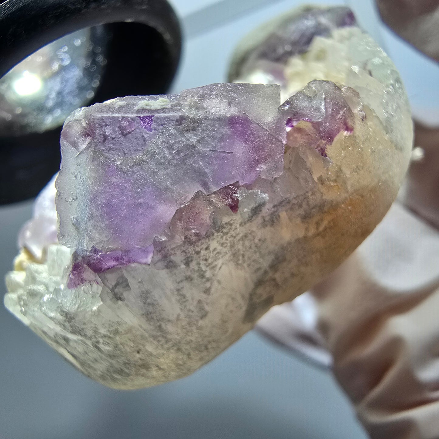 Cube de fluorite fantôme, spécimen de quartz, omehane vert-violet, Namibie 47*26*19 mm #12270 