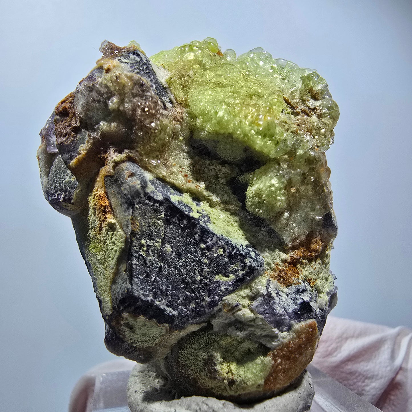Phantom Fluorit, Hyalit Opal Stufe (UV Mineral) Erongo, Namibia 41*36*19mm #12273