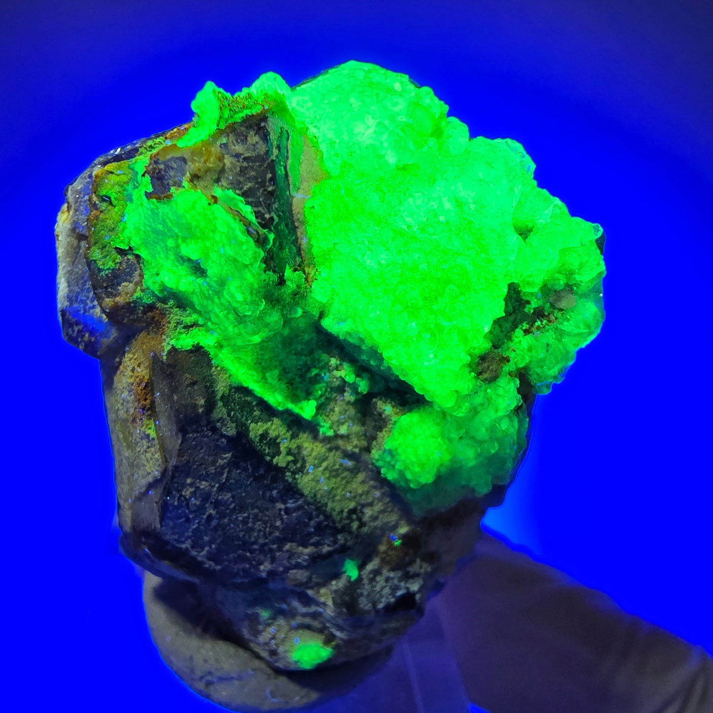 Phantom Fluorit, Hyalit Opal Stufe (UV Mineral) Erongo, Namibia 41*36*19mm #12273