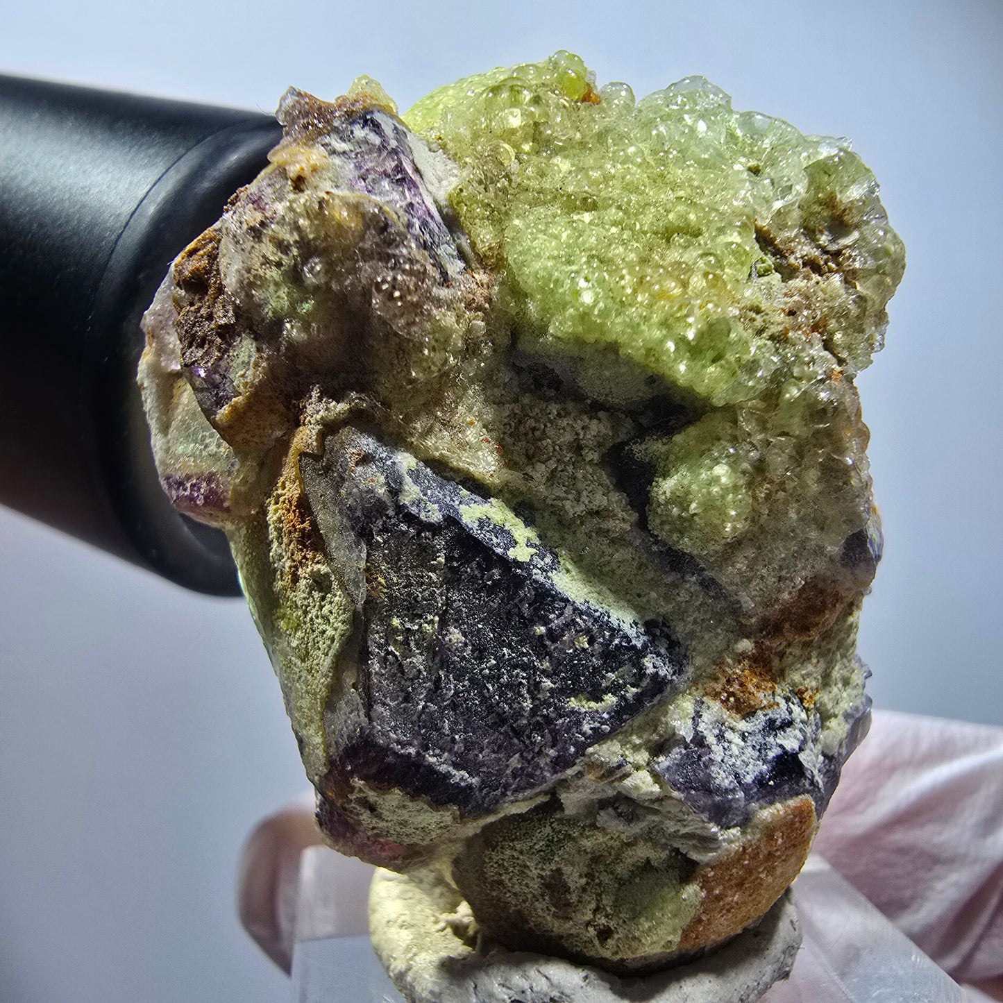 Phantom Fluorit, Hyalit Opal Stufe (UV Mineral) Erongo, Namibia 41*36*19mm #12273