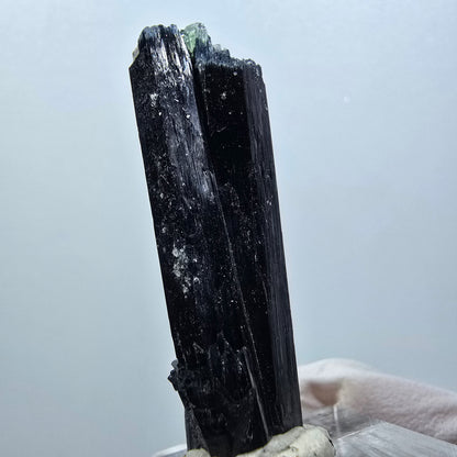 Spécimen rare de tourmaline schorl et de fluorite, Erongo, Namibie, 40 x 13 x 10 mm, n° 12285 