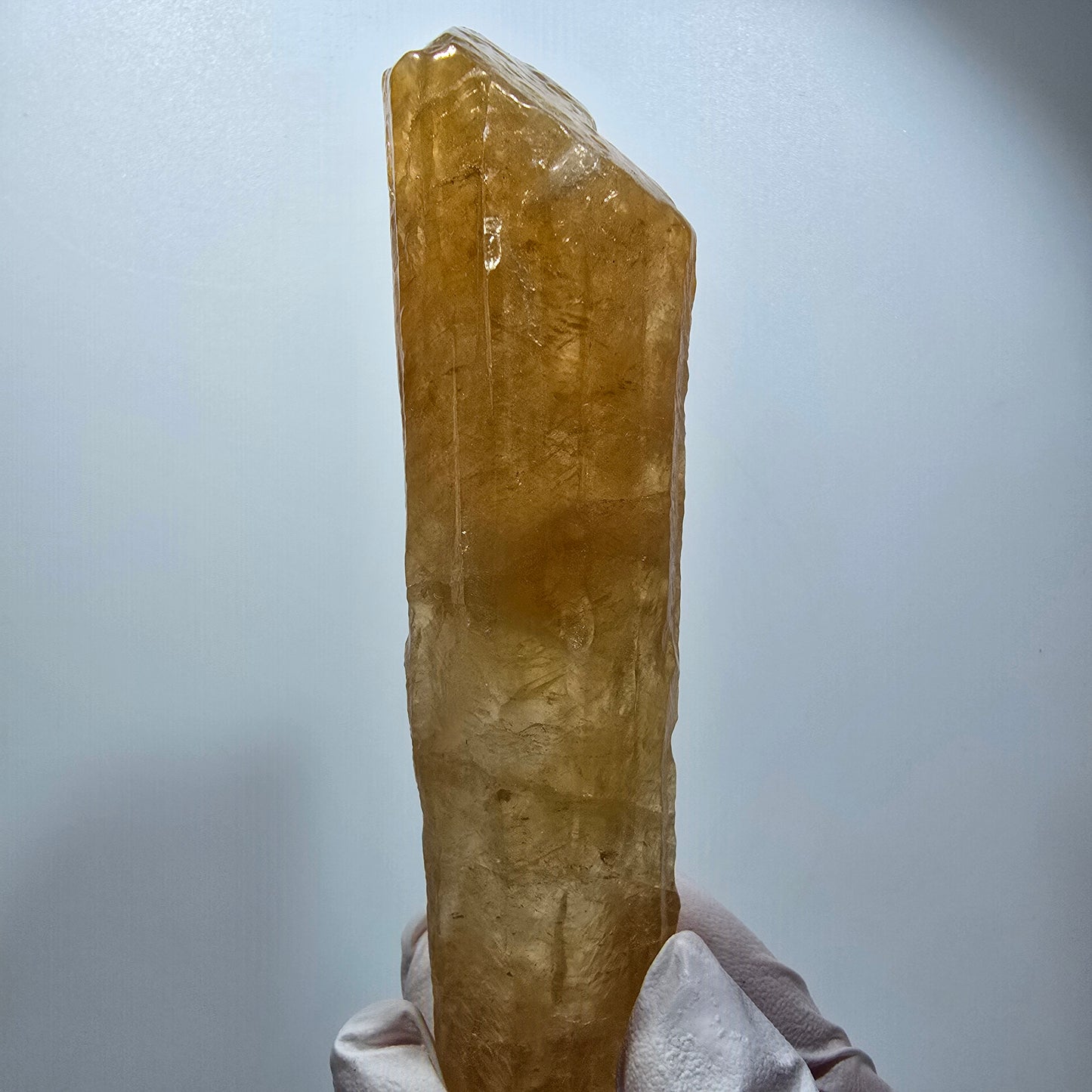 Cristal de calcite miel naturel XL, jaune orangé, Erongo, Namibie, 110 x 32 x 31 mm, réf. 12290 