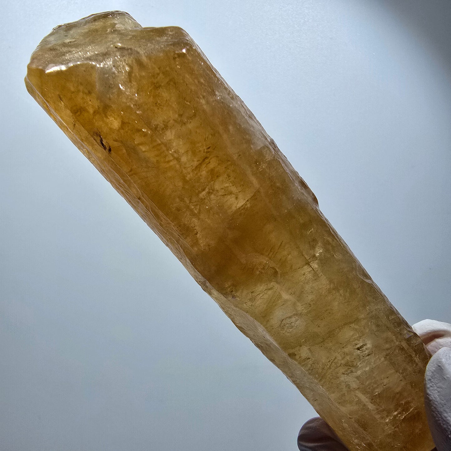 Cristal de calcite miel naturel XL, jaune orangé, Erongo, Namibie, 110 x 32 x 31 mm, réf. 12290 