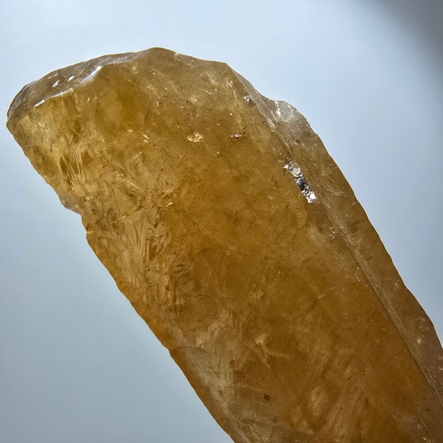 Cristal de calcite miel naturel XL, jaune orangé, Erongo, Namibie, 110 x 32 x 31 mm, réf. 12290 