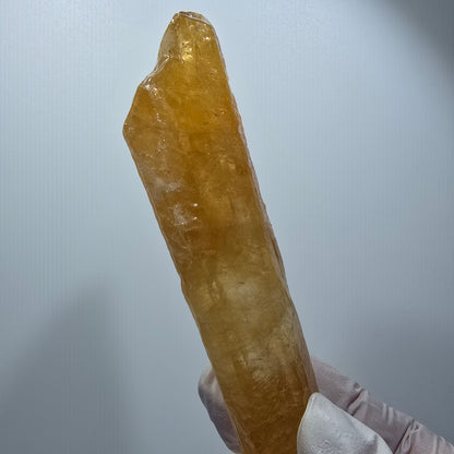Cristal de calcite miel naturel XL, jaune orangé, Erongo, Namibie, 110 x 32 x 31 mm, réf. 12290 