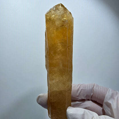 Cristal de calcite miel naturel XL, jaune orangé, Erongo, Namibie, 110 x 32 x 31 mm, réf. 12290 